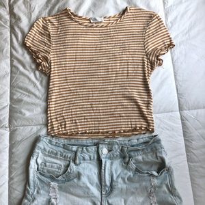 Yellow and White Striped Crop Top!!!